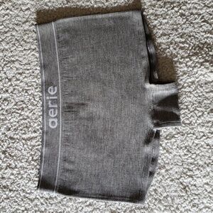 NWOT Aerie Superchill Seamless Logo Boyshort Panty in Dark Heather Gray